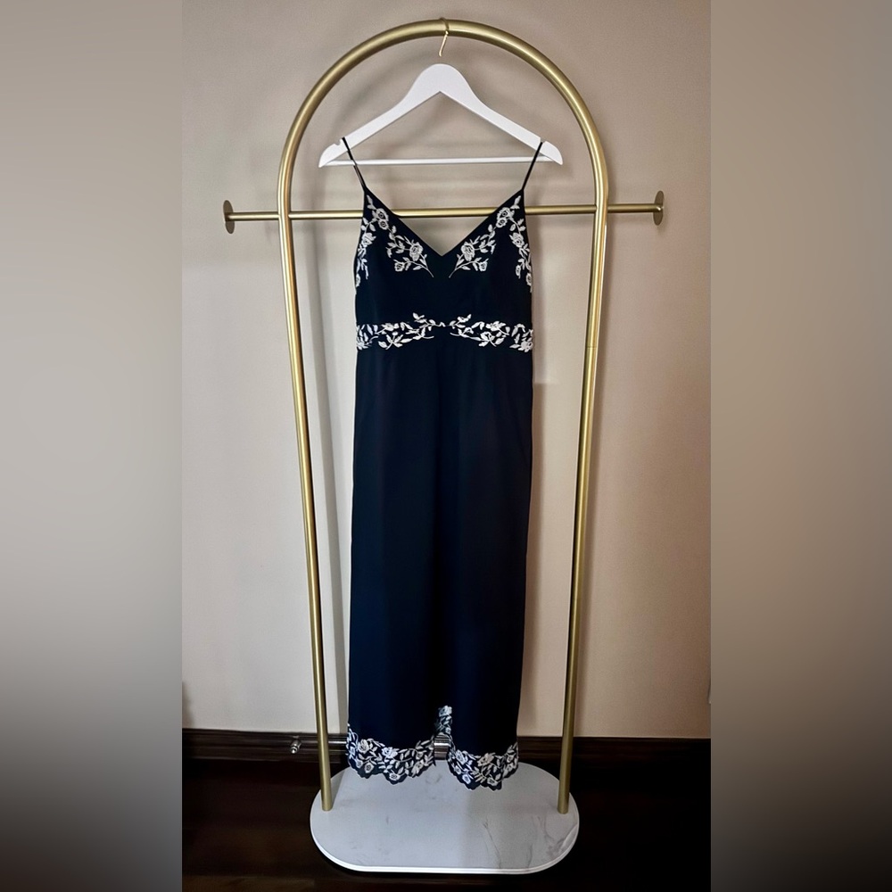 Lucky Brand Black Dress with White Embroidery
